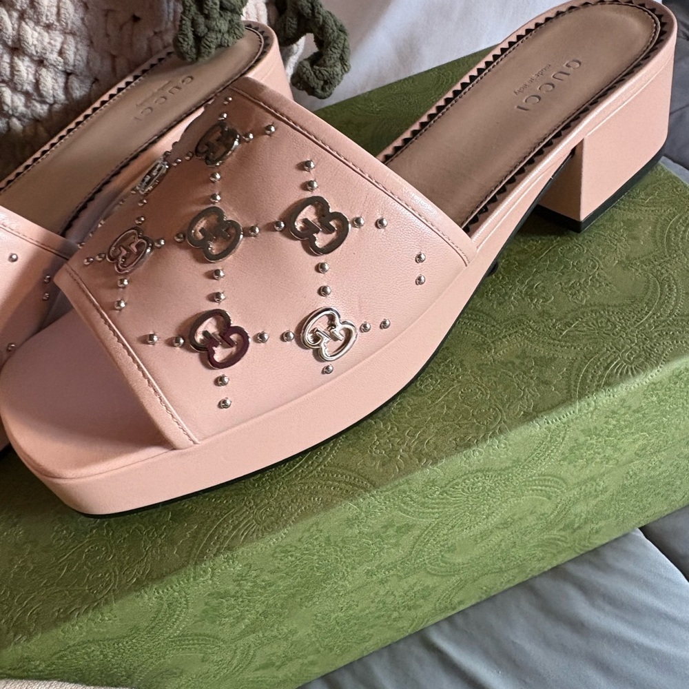 Gucci Blush Pink Embellished Mules